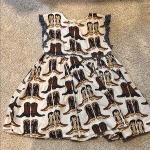 Pink chicken Cowboy Boot Print Dress